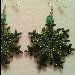 “Snowflake” reversible beaded earrings